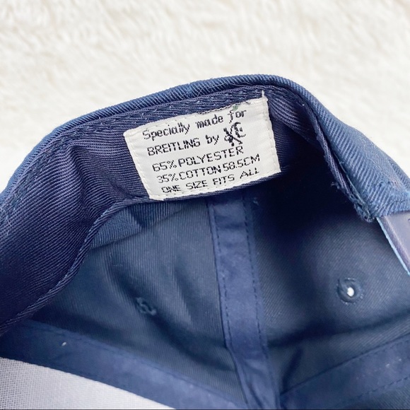 Breitling Navy Blue, White & Yellow Embroidered Logo Pilot's Cap Baseball Hat OS - Picture 8 of 10